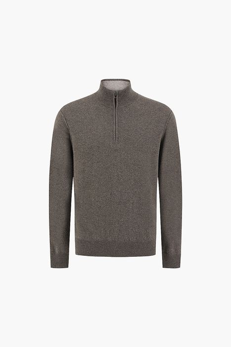 TRUCKER 울 캐시미어 하프 집업 긴소매 니트 BEQ331606